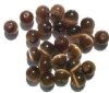 25 8mm Round Smoke Topaz Fiber Optic Cat Eye Beads